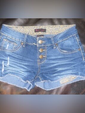 Black Crystal Denim Shorts Size 7